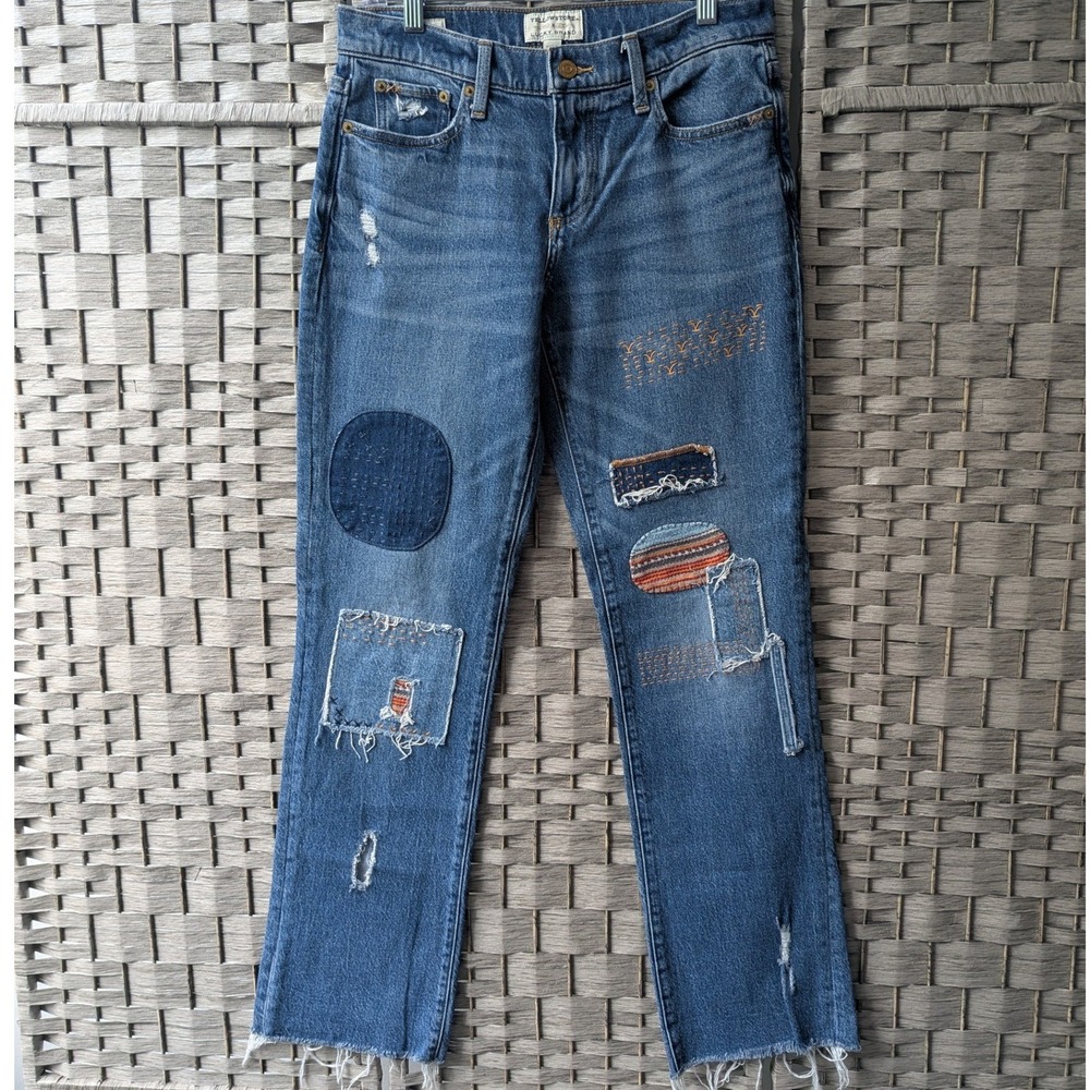Lucky Brand Yellowstone Easy Rider Mid Rise Boot Patchwork Jeans Sz 4/27R Denim